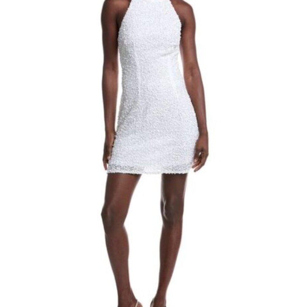 NWT Liv Foster white halter sequin dress 4 Bride